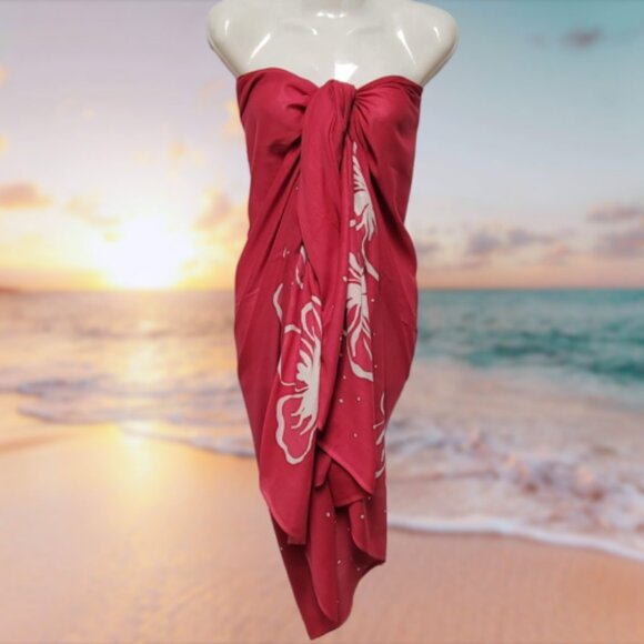 Cover Up Long Wrap, Halter or Strapless Wrap Dress Cotton Coverups - Picture 3 of 5